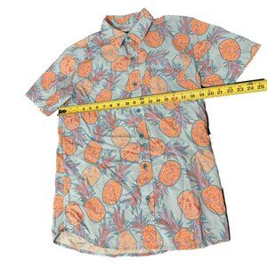 TIPSY ELVES - Mens Button Shirt Hawaiian Girl Palms Leaves Cotton Rayon Medium